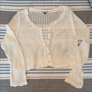 Cream Crochet Crop Cardigan